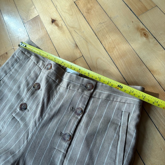 Sezane Sz 6 (38) Parisian Tan Pin Stripes Wool Blend Straight Leg Pants - Picture 6 of 7